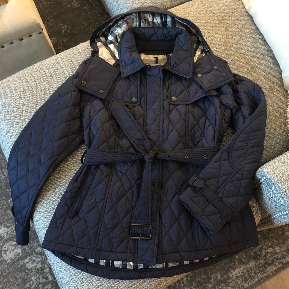 Burberry Quilted Navy Trench Coat